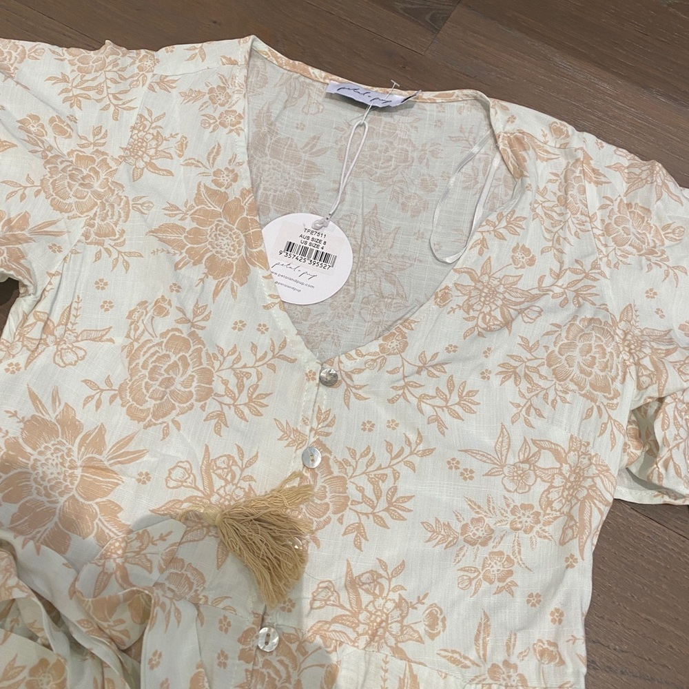 Petal & Pup Cream and Tan Floral Maxi Dress - Picture 3 of 3